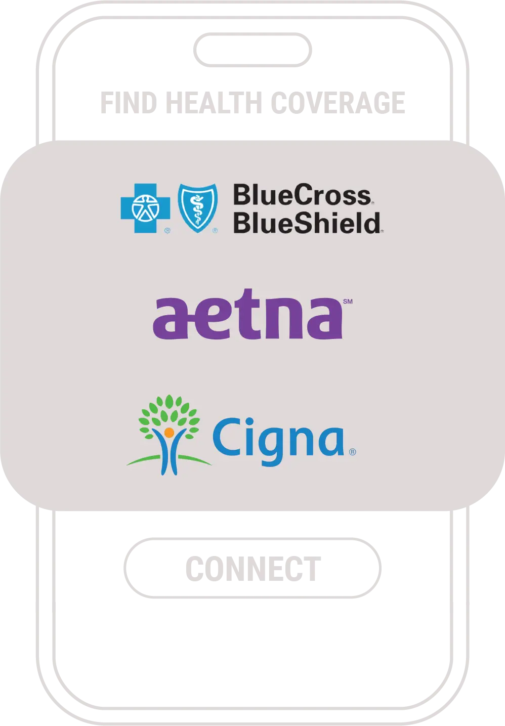 Cell phone displaying the process of selecting a health insurance provider.